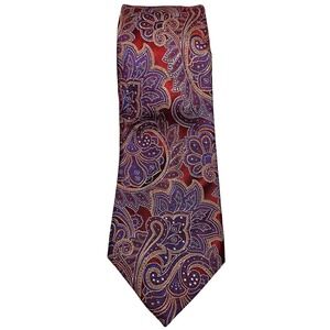 Countess Mara Mens Silk Tie Burgundy Purple Gold Paisley Floral Hand Made Crown